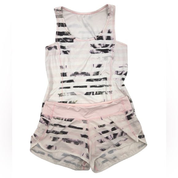 Lululemon SET Run Speed Shorts Sweaty Or Not Tank Size 10 Sunset Blush Quartz - Picture 16 of 16